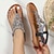 preiswerte Damensandalen-Damen Sandalen Boho Flache Sandalen Übergrössen Täglich Strand Sommer Strass Blume Flacher Absatz Vintage Brautkleider schlicht Kunstleder Halbschuhe Silber Schwarz Purpur