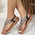 preiswerte Damensandalen-Damen Sandalen Boho Flache Sandalen Übergrössen Täglich Strand Sommer Strass Blume Flacher Absatz Vintage Brautkleider schlicht Kunstleder Halbschuhe Silber Schwarz Purpur