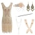 cheap Historical &amp; Vintage Costumes-Retro Vintage Roaring 20s 1920s Flapper Dress Outfits Flapper Headband Christmas Party Dress Drop Earrings Pearl Necklace The Great Gatsby Women&#039;s Sequins Tassel Fringe Costume Attire Christmas Party