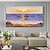 お買い得  風景画-純粋な手描きの夕日海空オーシャンビーチ風景カラフルな抽象的な壁アート特大パノラマ油絵キャンバスに