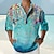 halpa Miesten havaijilainen paita-miesten paita kukka graafiset printit jalusta kaulus sininen vaalea purppura purppura vihreä ulkoilu katu pitkähihainen print vaatteet vaatteet muoti katuvaatteet suunnittelija rento