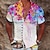 رخيصةأون قميص هاواي للرجال-رجالي قميص ورد مطبوعات غرافيك مرتفعة أزرق أرجواني الأماكن المفتوحة شارع كم طويل طباعة ملابس موضة أناقة الشارع مصمم كاجوال