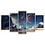 cheap Landscape Prints-Unframed 5 Panels Space Universe earth light painting  canvas art painting wall art