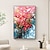 billiga Blom- och växtmålningar-handgjord oljemålning canvasvägg konst dekoration abstrakt kniv målning blomma röd för heminredning rullad ramlös osträckt målning