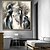 cheap People Paintings-Handmade Oil Painting Canvas Wall Art Decoration Modern Black and White Abstract Texture for Home Decor Rolled Frameless Unstretched Painting
