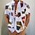 billige grafiske skjorter til mænd-Herre Skjorte Grafiske tryk Geometri Graffiti Høj krave Gul Lyserød Rød Blå Grå udendørs Gade Kortærmet Trykt mønster Tøj Mode Gade Designer Afslappet