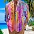 halpa Miesten havaijilainen paita-miesten paita kukkainen grafiikkajalusta kaulus keltainen pinkki sininen purppura vihreä ulkona katu pitkähihainen printti vaatteet vaatteet muoti katuvaatteiden suunnittelija rento