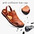 Χαμηλού Κόστους Ανδρικά χειροποίητα παπούτσια-Ανδρικά Σανδάλια Δερμάτινα σανδάλια Μεγάλα Μεγέθη Χειροποίητα Παπούτσια Παπούτσια άνεσης Περπάτημα Καθημερινό Παραλία Δερμάτινο Αναπνέει Μοκασίνια Πόρπη Σκούρο καφέ Μαύρο Καφέ Καλοκαίρι Άνοιξη