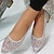 cheap Women&#039;s Flats-Women&#039;s Wedding Shoes Flats Plus Size Comfort Shoes Outdoor Beach Solid Color Bridal Shoes Bridesmaid Shoes Rhinestone Lace Flat Heel Pointed Toe Elegant Casual Minimalism PU Loafer Silver Gold