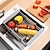 billiga Köksförvaring-infällbart disktorkställ i rostfritt stål, expanderbar kökssil dräneringskorg över diskbänken justerbart armstöd, diskskålshylla för grönsaker och frukt