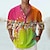 abordables Camiseta henley-camisa de hombre floral estampado gráfico cuello alto púrpura verde caqui arcoíris al aire libre calle manga larga estampado ropa moda streetwear diseñador casual