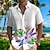 billiga Hawaiiskjorta för män-Herr Skjorta Blommig Fågel Grafiska tryck Nedvikt Rodnande Rosa Rubinrött Purpur Grön Grå Utomhus Gata Kort ärm Mönster Kläder Mode Designer Ledigt Mjukt
