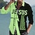 Χαμηλού Κόστους ανδρικά γραφικά πουκάμισα-Ανδρικά Πουκάμισο Γράμμα Γραφικά Σχέδια Cruce Ιησούς Απορρίπτω Μπλε-Πράσινο Λευκό Ανθισμένο Ροζ Θαλασσί Πράσινο του τριφυλλιού ΕΞΩΤΕΡΙΚΟΥ ΧΩΡΟΥ Δρόμος Μακρυμάνικο Στάμπα Ρούχα