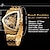 preiswerte Mechanische Uhren-Forsining mechanische Herrenuhr, luxuriöse Mode, unregelmäßige analoge Armbanduhr, Skelett-automatische mechanische Uhr, automatische Automatikuhr, wasserdichte Edelstahluhr