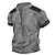 ieftine tricou henley pentru bărbați-Bărbați Tricou Grafic Harta lumii Guler de stand Îmbrăcăminte Tipărire 3D Zilnic Sport Manșon scurt Cu Șiret Imprimeu Modă Designer Stilat Epocă