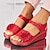 voordelige Damessandalen-Dames Sandalen Slippers Sandalen met sleehak Grote maten Buiten Strand Effen Kleur Zomer Bloem Sleehak Elegant Vintage Casual PU Magische tape Zwart Wit Rood