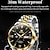 tanie Zegarki mechaniczne-Olevs męski zegarek mechaniczny minimalistyczny sportowy analogowy zegarek na rękę świecący kalendarz data tydzień automatyczny zegarek mechaniczny biznesowy wodoodporny stalowy zegarek