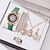 Χαμηλού Κόστους Ρολόγια Quartz-Σετ ρολόγια 5 τμχ γυναικείο δερμάτινο λουράκι γυναικείο ρολόι απλό casual γυναικείο αναλογικό ρολόι χειρός βραχιόλι δώρο