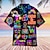 billiga lägerskjortor för män-Herr Skjorta Hawaii skjorta Regnbåge Grafiska tryck Nedvikt Svart Gul Purpur Regnbåge Ledigt Hawaiisk Kortärmad Mönster Button-Down Kläder Tropisk Mode Hawaiisk Mjukt