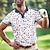 voordelige herenpolo&#039;s met knopen-Voor heren POLO Shirt Revers polo Polo&#039;s met knopen Golfshirt Grafische prints Amerikaanse vlag Bladeren Strijkijzer Wit Marineblauw Oranje Buiten Straat Korte Mouw Afdrukken Kleding Sport Modieus