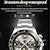 voordelige Mechanische Horloges-Olevs heren automatische horloges zilveren bezel roestvrij staal luxe jurk mechanische maanfase waterdichte horloges voor heren multi datum