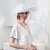 billiga Partyhatt-hattar lin solhatt topp hatt sinamay hatt bröllop strand elegant brittisk med blommig tyll huvudbonad