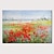お買い得  風景画-手作り油絵キャンバス壁アート装飾描画ナイフ絵画赤い花風景家の装飾ロールフレームレス unshi 絵画