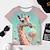 voordelige meisjes 3d t-shirts-Voor meisjes 3D Grafisch Tekenfilm Giraffe T-shirt Korte mouw 3D-afdrukken Zomer Lente Actief Modieus leuke Style Polyester Kinderen 3-12 jaar Buiten Casual Dagelijks Normale pasvorm