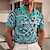 voordelige heren polo&#039;s met v-hals-Voor heren POLO Shirt Golfshirt Bloemig Grafische prints Wijnoogst V-hals Blauw-Groen Geel Rood blauw Groen Buiten Straat Korte Mouw Afdrukken Kleding Sport Modieus Streetwear Ontwerper