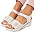 cheap Women&#039;s Sandals-Women&#039;s Sandals Slippers Wedge Sandals Plus Size Outdoor Beach Solid Color Summer Flower Wedge Heel Elegant Vintage Casual PU Magic Tape Black White Red