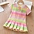 cheap Kids&#039;-Kids Girls&#039; Dress Rainbow Stripe Short Sleeve Outdoor Pleated Active Fashion Cute Cotton Knee-length Casual Dress A Line Dress Summer Dress 3-7 Years With 40-Piece Girls&#039; Bow Hair Clips