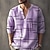 cheap Men&#039;s Henley Shirt-Men&#039;s Shirt Linen Shirt Graphic Prints Geometry Stand Collar White Pink Blue Purple Green Outdoor Street Long Sleeve Print Clothing Apparel Linen Fashion Streetwear Designer Casual