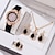 baratos Relógios Quartz-Conjunto de 5 peças de relógios femininos pulseira de couro feminino relógio de pulso analógico casual simples feminino presente