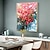 billiga Blom- och växtmålningar-handgjord oljemålning canvasvägg konst dekoration abstrakt kniv målning blomma röd för heminredning rullad ramlös osträckt målning
