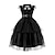 cheap Movie &amp; TV Theme Costumes-Girls Wednesday Addams Addams Family Dress Wig Accessories Cosplay Outfit Punk &amp; Gothic Ruffle Trim Layered Hem Mesh Dress Costume Dress Up Birthday Party Performance Necklace Ear Clip Fishnet Gloves