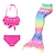 cheap Kids&#039;-Kids Girls‘ Swimwear with Beach Ball Bikini 3pcs Swimsuit Mermaid Tail The Little Mermaid Swimwear Gradient Sleeveless Blue Rainbow Red Beach Active