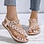cheap Women&#039;s Sandals-Women&#039;s Sandals Flat Sandals Plus Size Outdoor Slippers Outdoor Beach Solid Color Summer Flower Wedge Heel Elegant Vacation Minimalism Denim T-Strap Ankle Strap Light Brown White / Yellow Black
