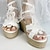billige Brudesko-bryllup sko til brud brudepige kvinder lukket tå spids tå hvid imiteret læder espadriller sandaler med blonder blomst kilehæl platform bryllup fest ferie elegant klassisk boho bohemia