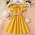 cheap Dresses-Kids Girls&#039; Dress Solid Color Sleeveless Short Sleeve Outdoor Casual Ruffle Daily Casual Polyester Knee-length Casual Dress White Dress Summer 7-13 Years Black White Yellow