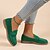 billige Slip-ons og loafers til kvinner-grønne loafers i semsket skinn for kvinner – komfortable slip-on flate sko for fritidsklær, turgåing og daglige antrekk