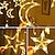 رخيصةأون أضواء شريط LED-أضواء سلسلة النجوم الشمسية في الهواء الطلق 138 led تعمل بالطاقة الشمسية أضواء الستائر أضواء النافذة الشمسية سلسلة أضواء led وميض نجمة القمر الجنية أضواء للفناء الخلفي حديقة فناء المنزل عيد الميلاد