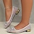 cheap Women&#039;s Flats-Women&#039;s Flats Plus Size Sparkly Sandals Comfort Shoes Outdoor Daily Solid Color Summer Bowknot Lace Chunky Heel Pointed Toe Elegant Casual PU Loafer Silver Gold