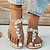 cheap Women&#039;s Sandals-Women&#039;s Strappy Sandals Bling Bling Boho Beach Flat Sandals T-Strap Party Daily Summer Rhinestone Beading Flat