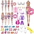 cheap Dolls Accessories-Pink Doll Clothes and Accessories,30cm  Doll Clothing Accessories 40-Piece Set Combination Accessories Swimsuit Swimsuit Little Girl Children&#039;S Toy Accessories（Doll not included）