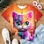 billiga flickas 3d t-shirts-Flickor 3D Grafisk Tecknat Katt T-shirt Kortärmad 3D-tryck Sommar Vår Aktiv Mode söt stil Polyester Barn 3-12 år Utomhus Ledigt Dagligen Normal