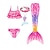 baratos Roupa de natação-Biquíni infantil de cinco peças para natação, roupas de banho com estampa fofa de arco-íris de 3 a 10 anos primavera rosa vermelho