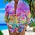 Недорогие Мужская гавайская рубашка-мужская рубашка с цветочным рисунком воротник-стойка желтый розовый синий фиолетовый зеленый уличная уличная одежда с длинным рукавом с принтом мода уличная дизайнерская повседневная одежда