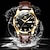 お買い得  クォーツ腕時計-OLEVS 男性 クォーツ ミニマリスト 贅沢 スポーツ ラインストーン 光る カレンダー デート 日付 週 本革 腕時計