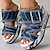 cheap Women&#039;s Sandals-Women&#039;s Sandals Slippers Wedge Sandals Plus Size Outdoor Slippers Daily Solid Color Summer Wedge Heel Open Toe Casual Canvas Blue