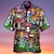 baratos camisas masculinas de acampamento-Homens Camisa Social Camisa havaiana Estampas Abstratas Hippie Cogumelo Aberto para a Lateral Preto Preto / Roxo Vermelho Roxo Verde Casual Havaiana Manga Curta Imprimir Botão para baixo Roupa
